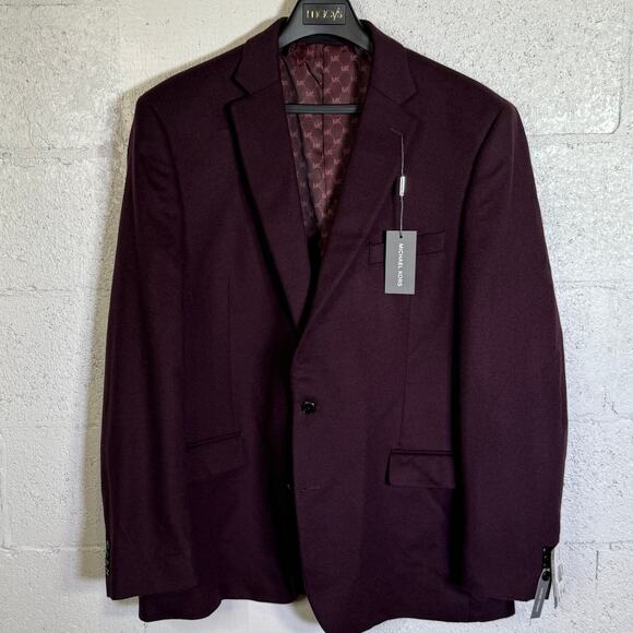 Michael Kors Men's Wool Cashmere Luxury Classic Fit Sport Coat Burgundy 46L $375 - Picture 1 of 10